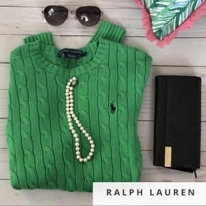 Raulph Lauren Green Cable knit Sweater S